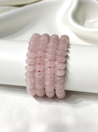 Rondelle Beads Rose Quartz Bracelets, Healing Crystal Bracelets.
