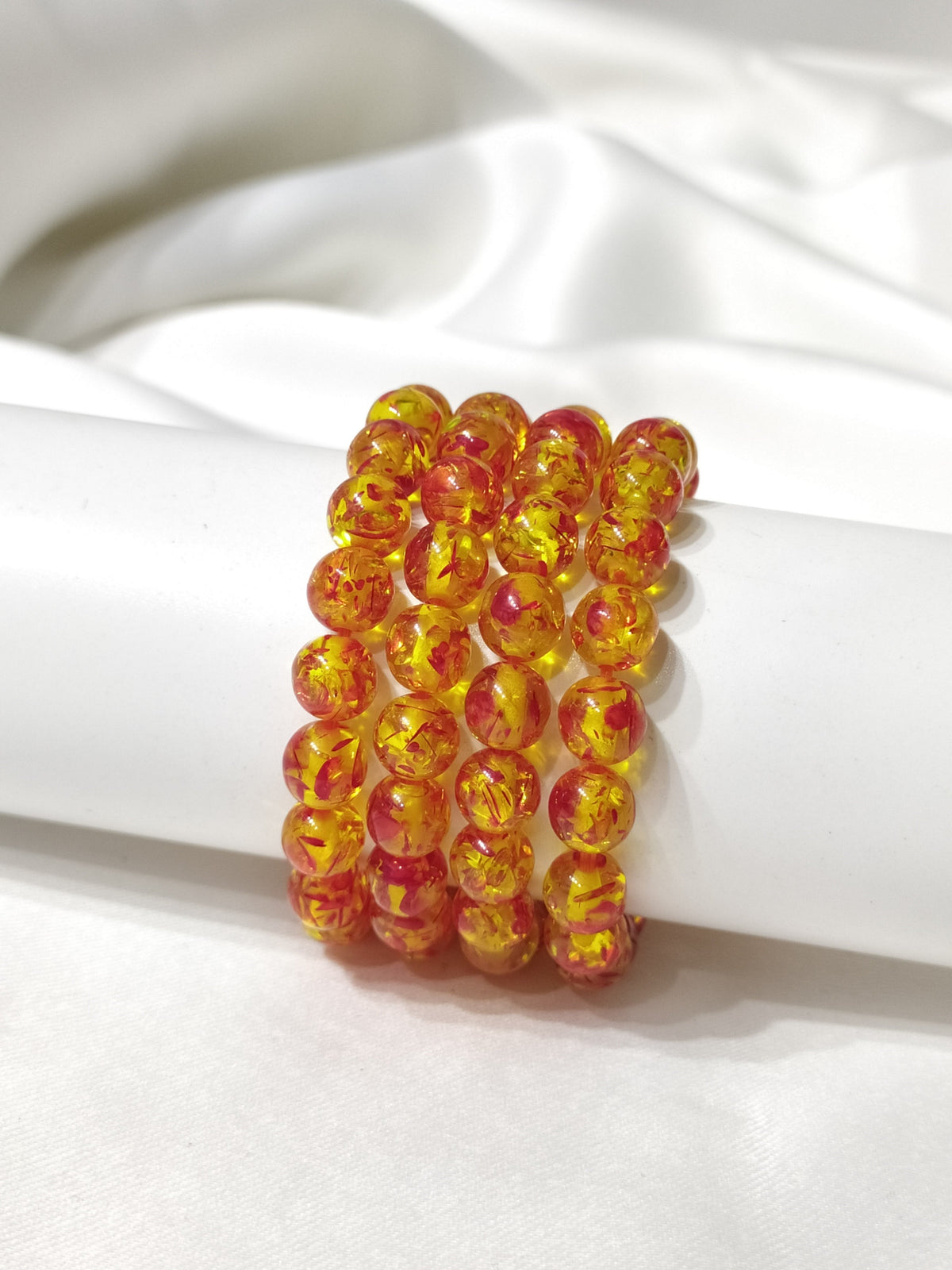 Amber Dyed Round Beads Bracelet, Gemstone Bracelet  DestGlow