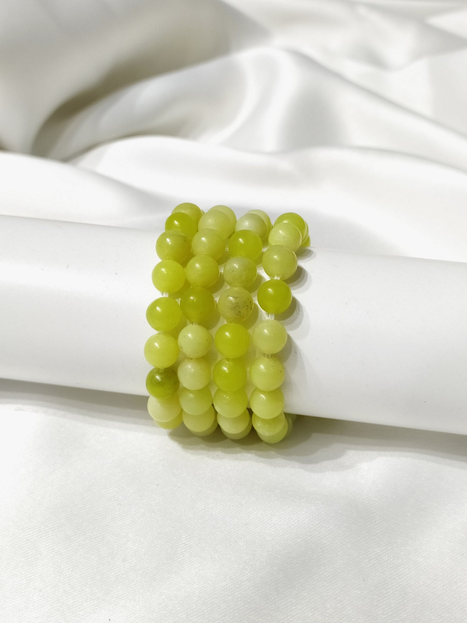 Lemon Quartz Round Beads Bracelet (Enhances Focus &amp; Clarity ).  DestGlow