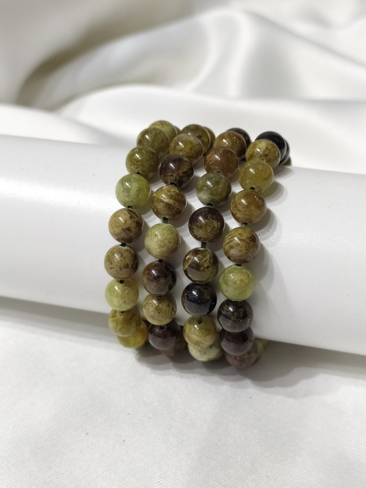 Green Tourmaline Round Beads Bracelet, Gemstone Bracelet  DestGlow