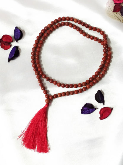 Red Jasper Gemstone Mala, 108 Prayer Bead Mala.