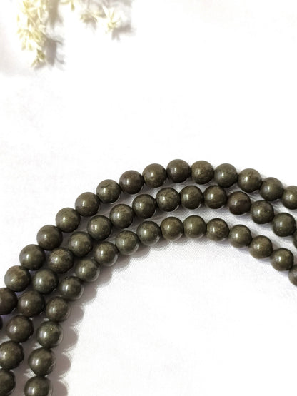 Pyrite Gemstone Mala, 108 Prayer Bead Mala.  DestGlow