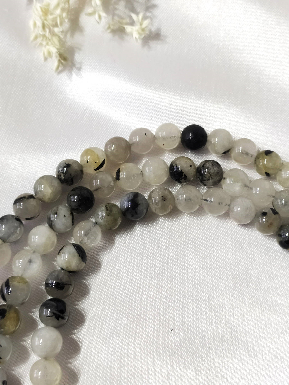 Black Rutile Gemstone Mala, 108 Prayer Bead Mala