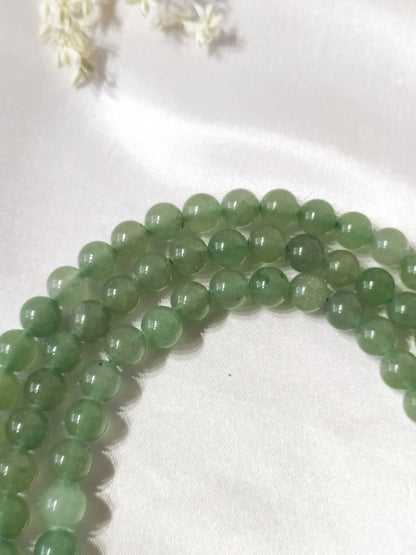 Green Aventurine Gemstone Mala, 108 Prayer Bead Mala.  DestGlow