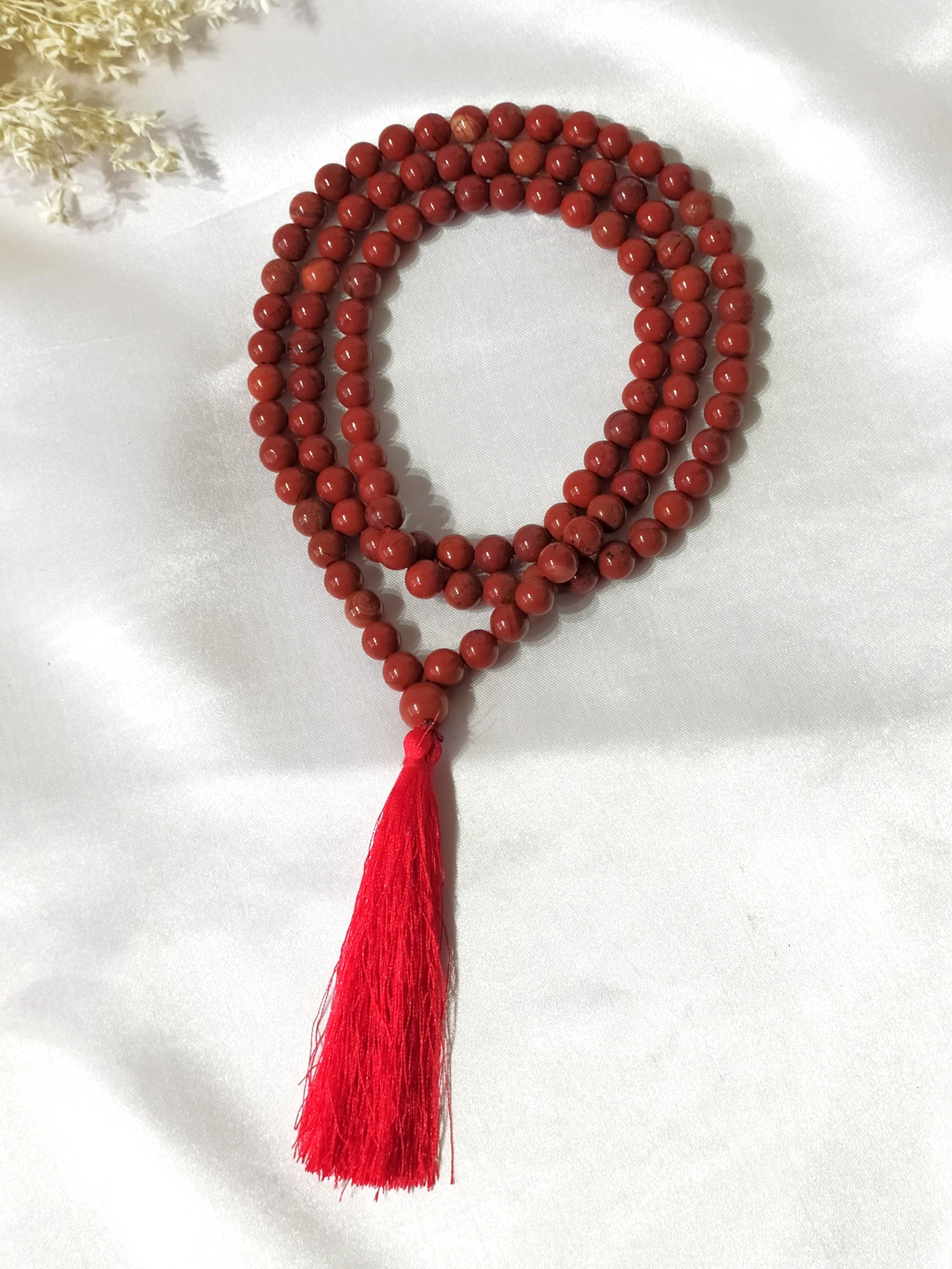 Red Jasper Gemstone Mala, 108 Prayer Bead Mala.