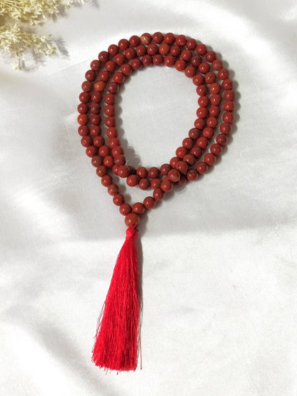 Red Jasper Gemstone Mala, 108 Prayer Bead Mala.