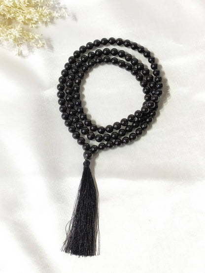 Black Obsidian Gemstone Mala, 108 Prayer Bead Mala.  DestGlow