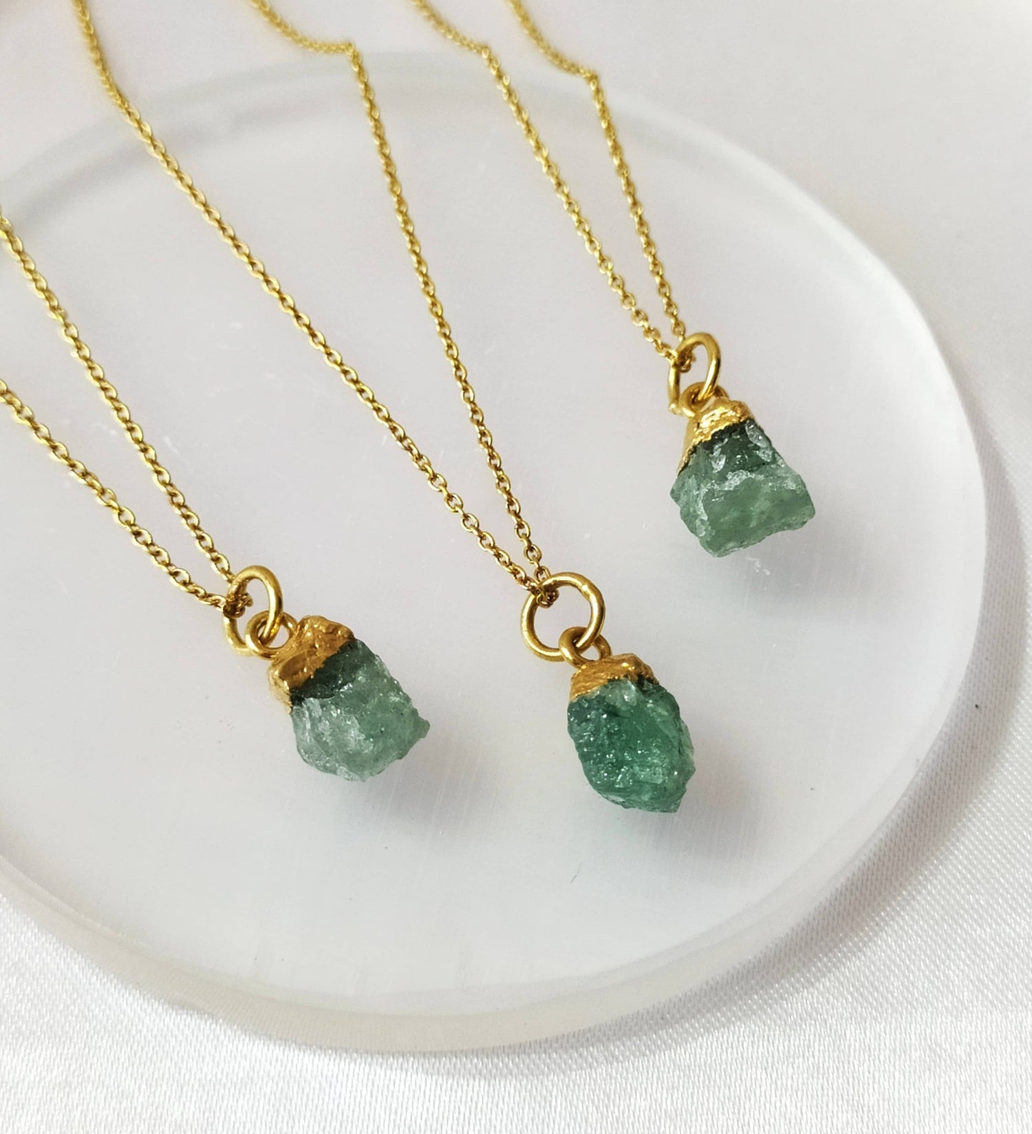 Raw Green Aventurine Crystal Necklace, Raw Gemstone Necklace  DestGlow