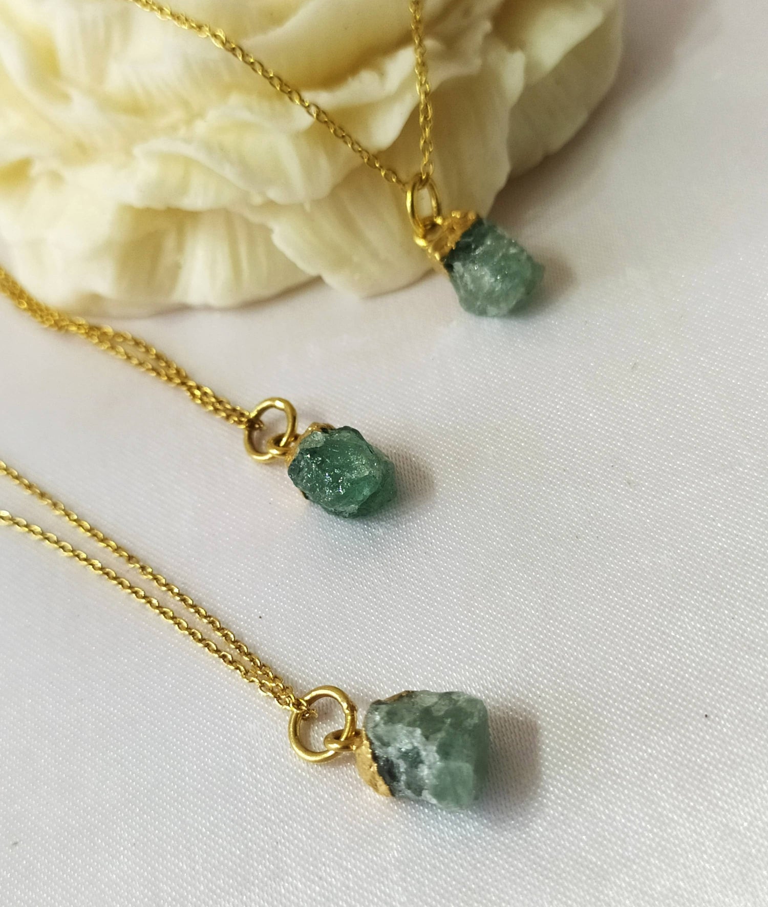 Raw Green Aventurine Crystal Necklace, Raw Gemstone Necklace  DestGlow