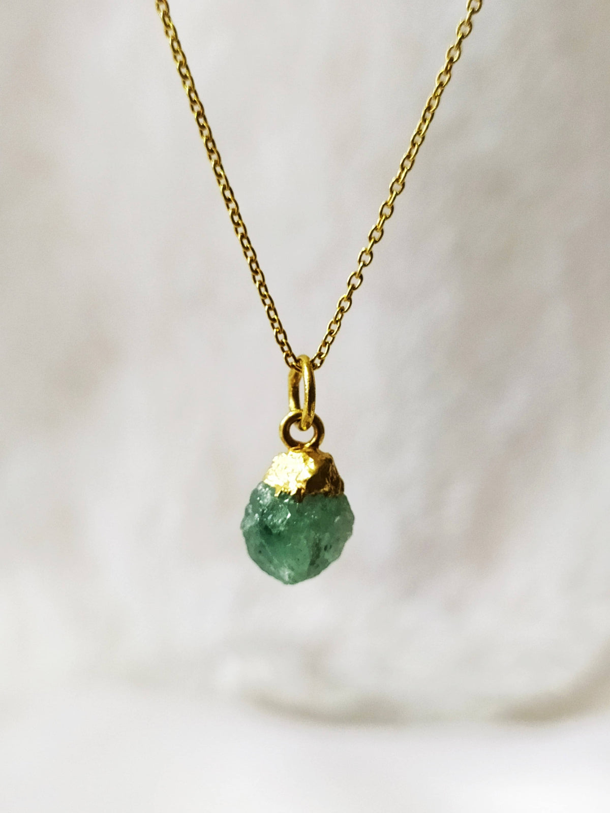 Raw Green Aventurine Crystal Necklace, Raw Gemstone Necklace  DestGlow