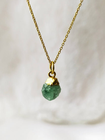 Raw Green Aventurine Crystal Necklace, Raw Gemstone Necklace  DestGlow