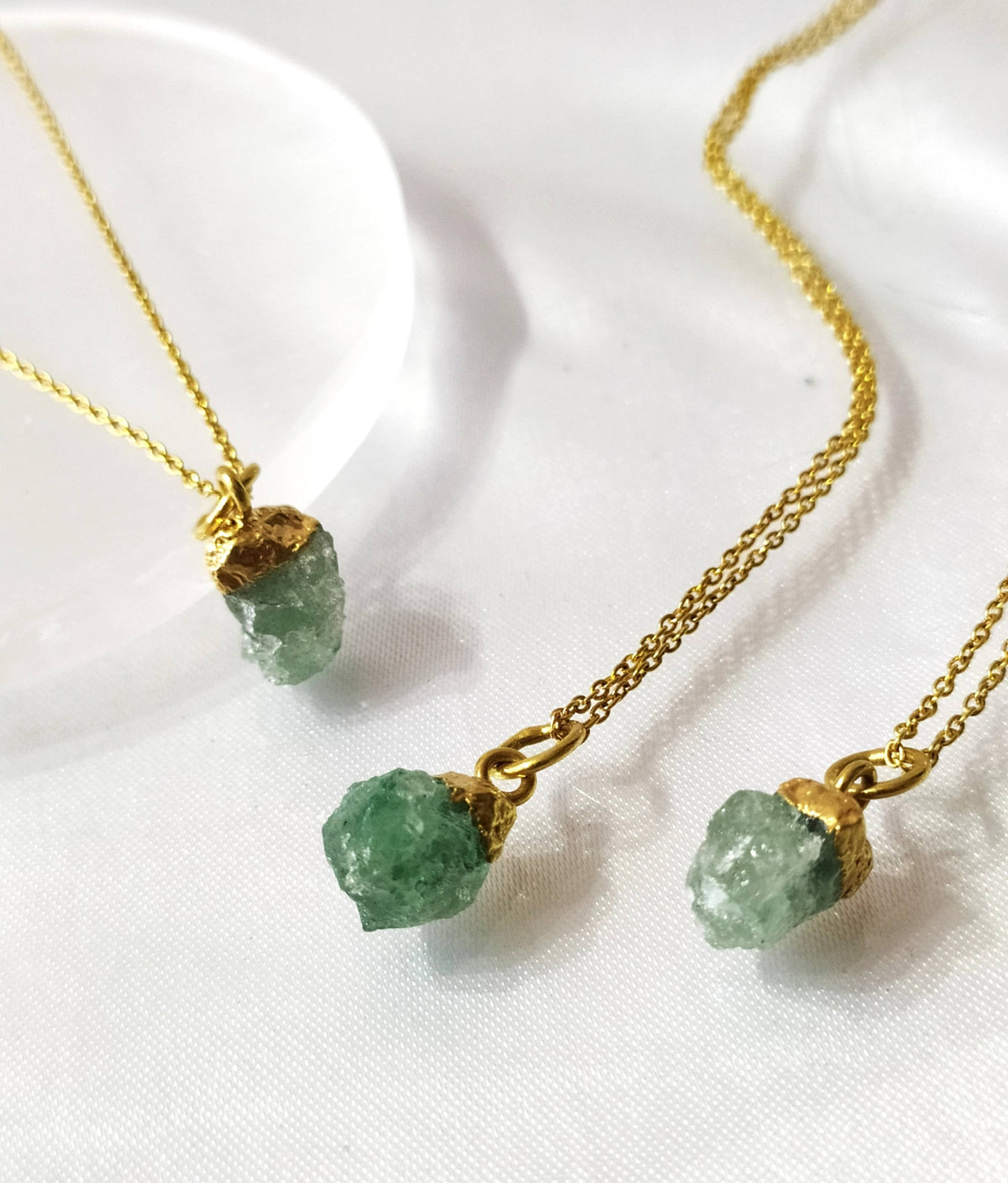Raw Green Aventurine Crystal Necklace, Raw Gemstone Necklace  DestGlow