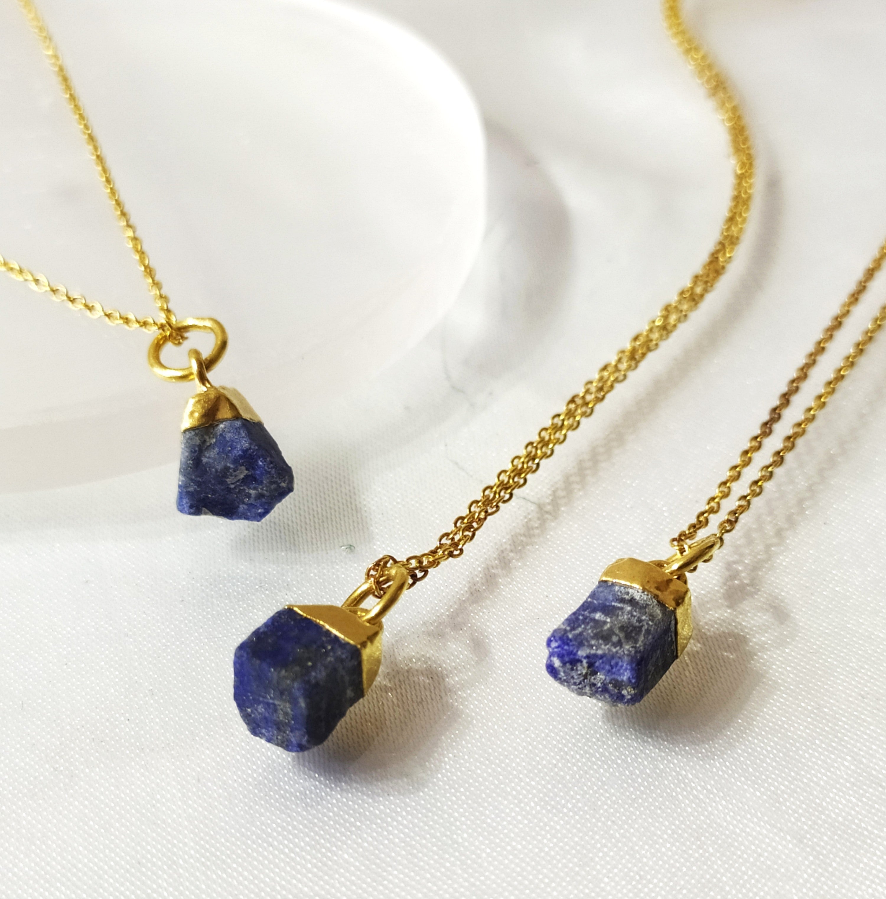 Lapis Lazuli Raw Crystal Necklace, Raw Gemstone Necklace.  DestGlow