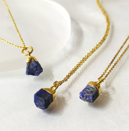 Lapis Lazuli Raw Crystal Necklace, Raw Gemstone Necklace.  DestGlow
