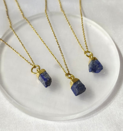 Lapis Lazuli Raw Crystal Necklace, Raw Gemstone Necklace.  DestGlow