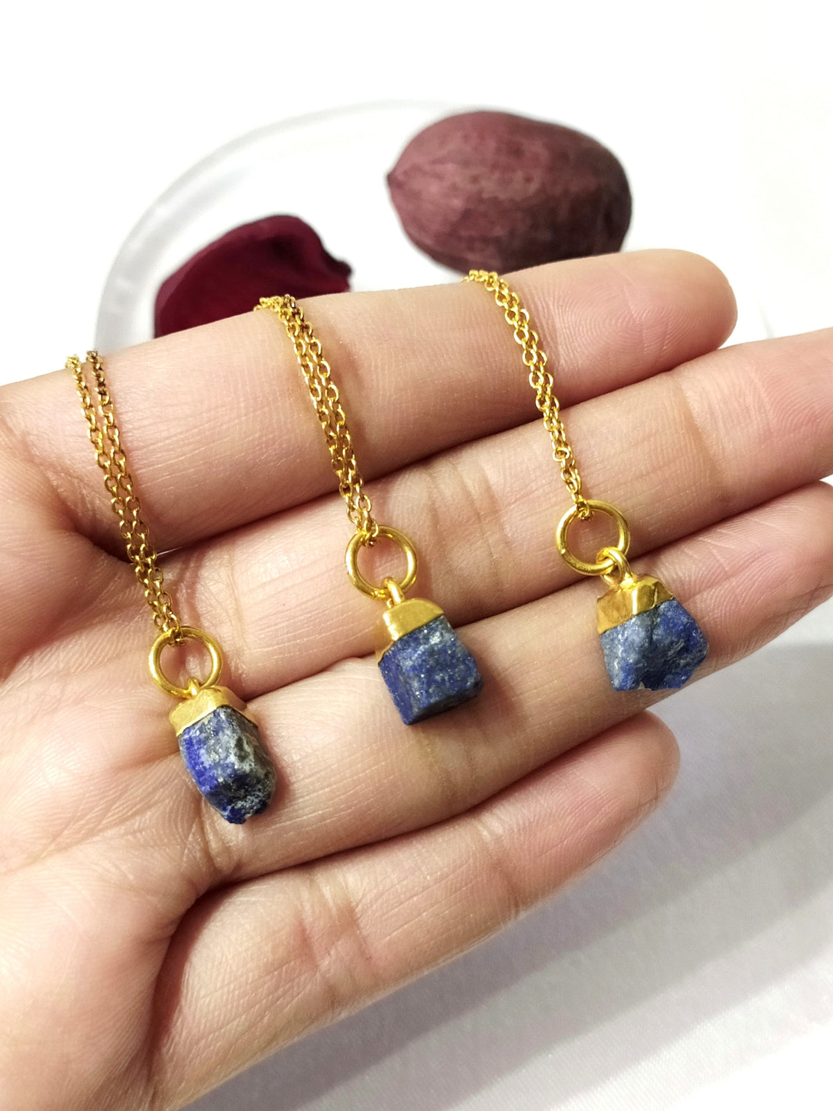 Lapis Lazuli Raw Crystal Necklace, Raw Gemstone Necklace.  DestGlow