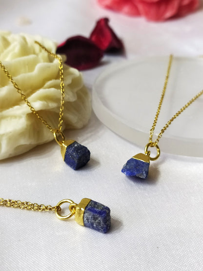 Lapis Lazuli Raw Crystal Necklace, Raw Gemstone Necklace.  DestGlow