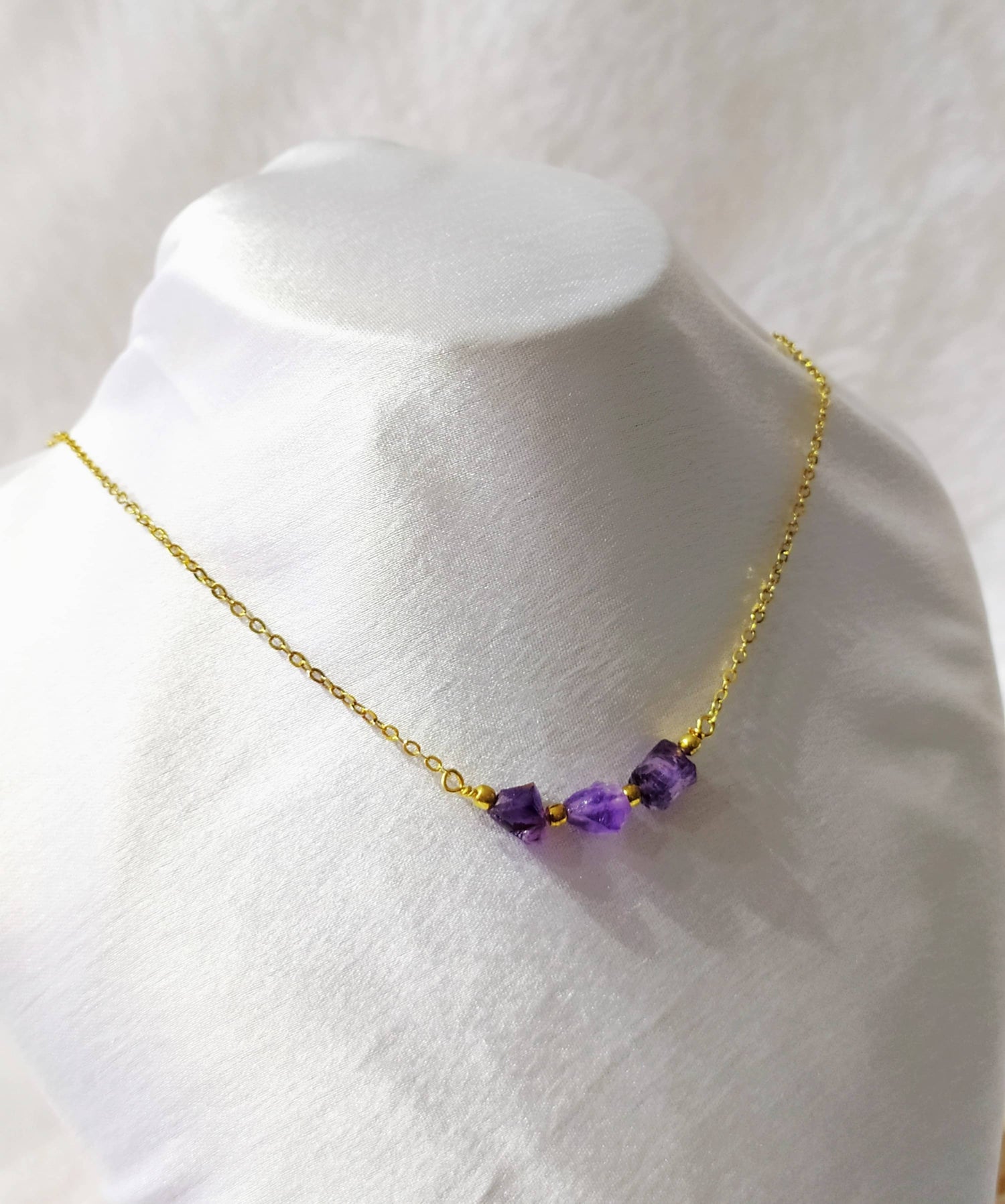 Raw Amethyst Crystal Necklace, Raw Amethyst Necklace  DestGlow