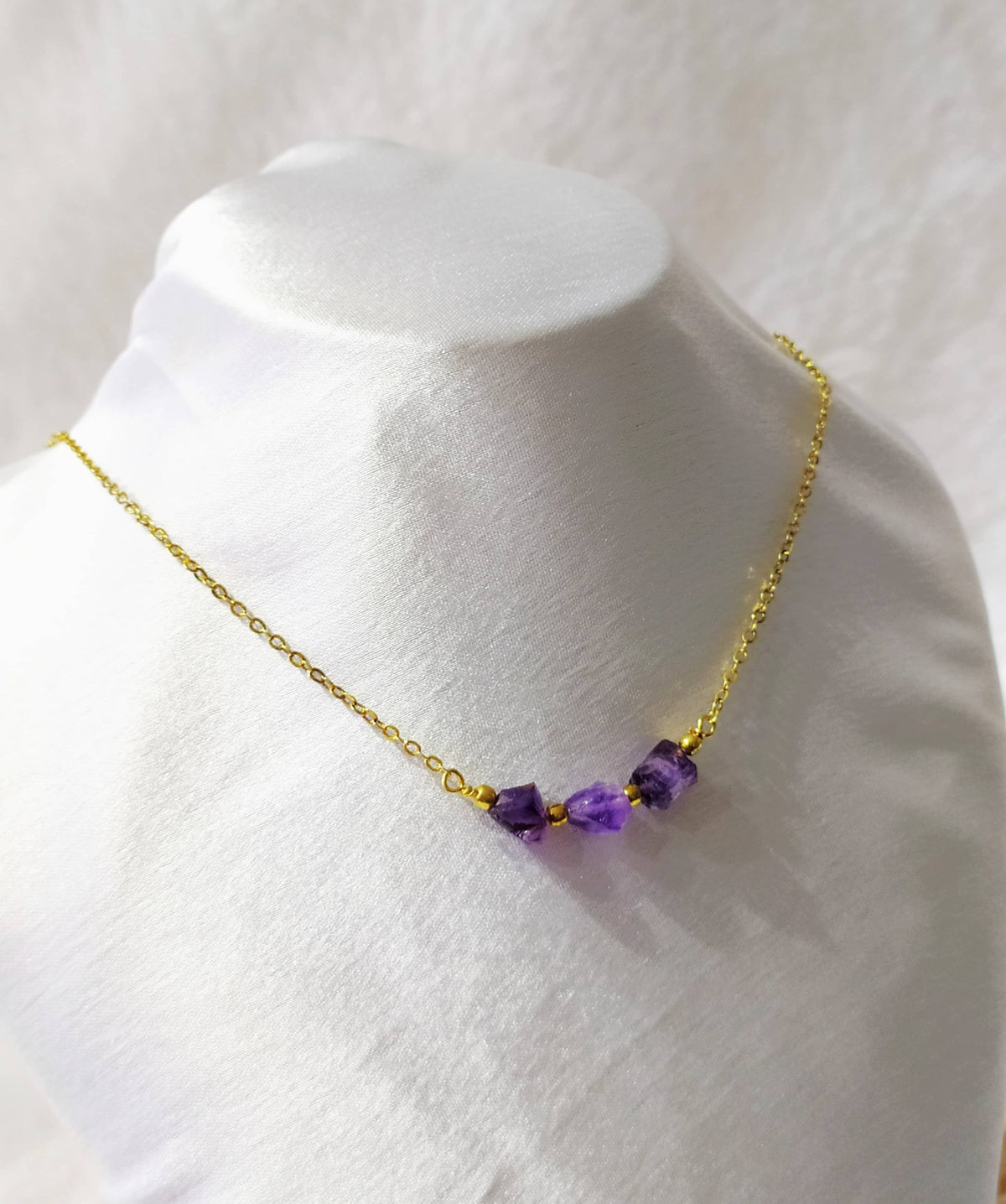 Raw Amethyst Crystal Necklace, Raw Amethyst Necklace  DestGlow