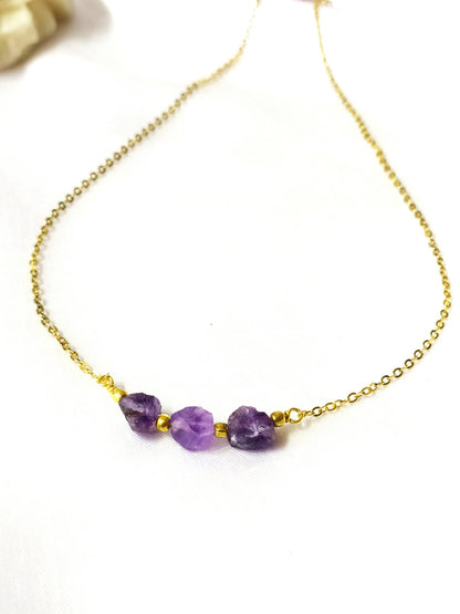 Raw Amethyst Crystal Necklace, Raw Amethyst Necklace  DestGlow