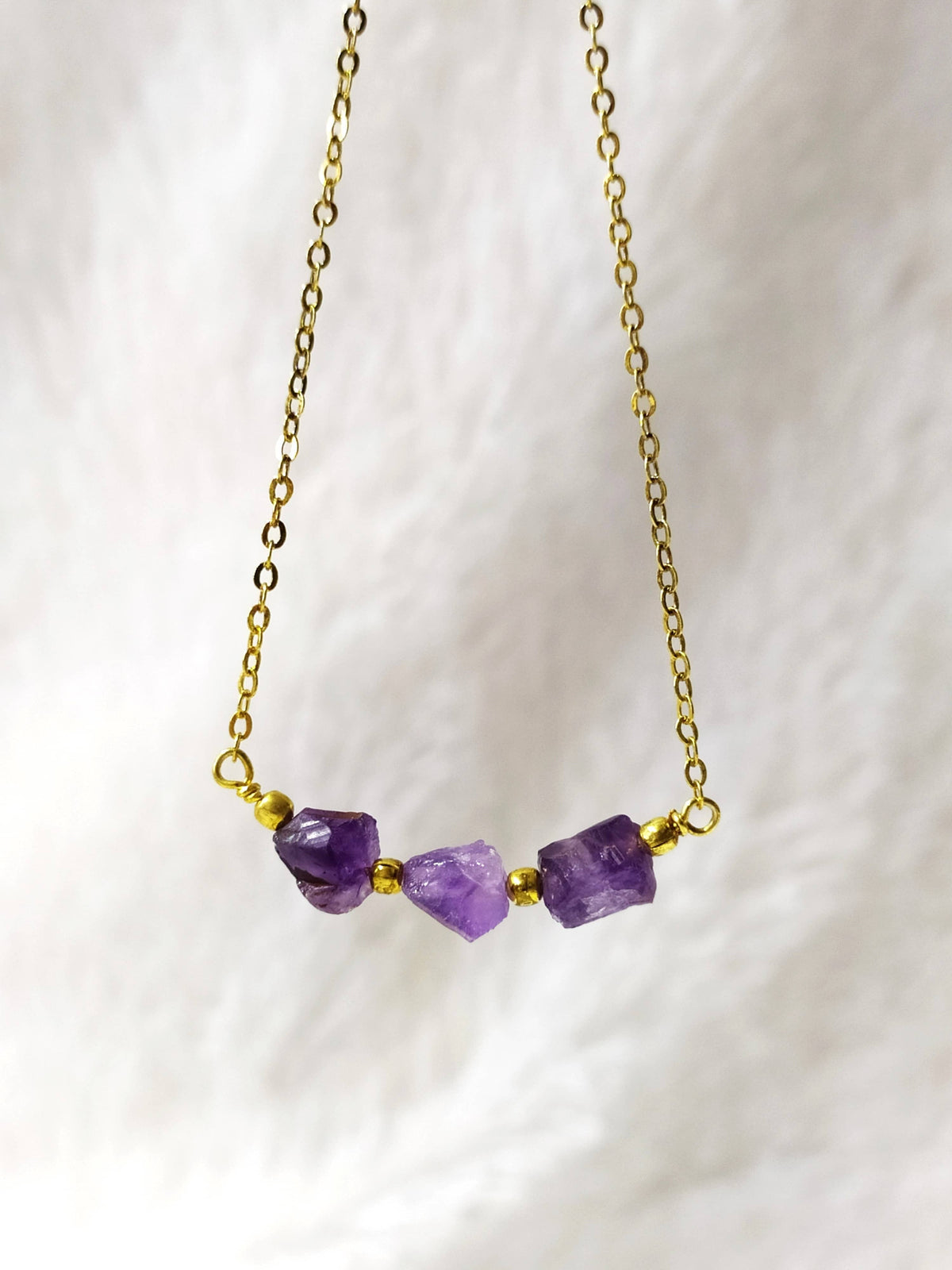 Raw Amethyst Crystal Necklace, Raw Amethyst Necklace  DestGlow