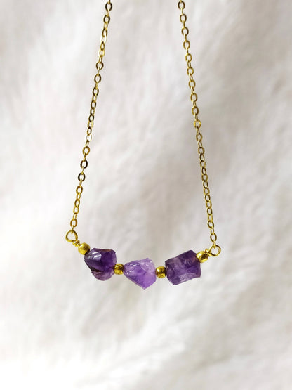 Raw Amethyst Crystal Necklace, Raw Amethyst Necklace  DestGlow