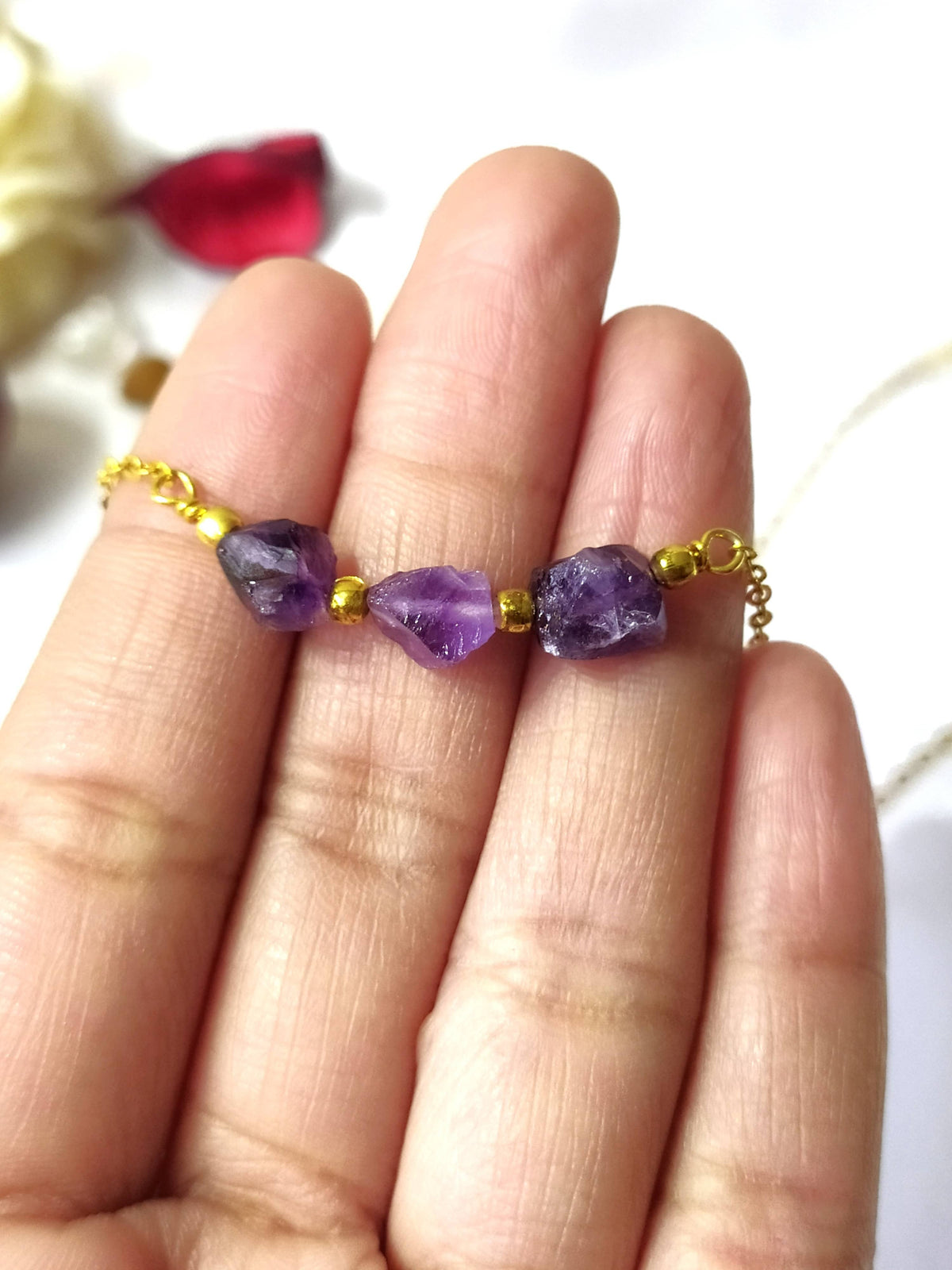 Raw Amethyst Crystal Necklace, Raw Amethyst Necklace  DestGlow