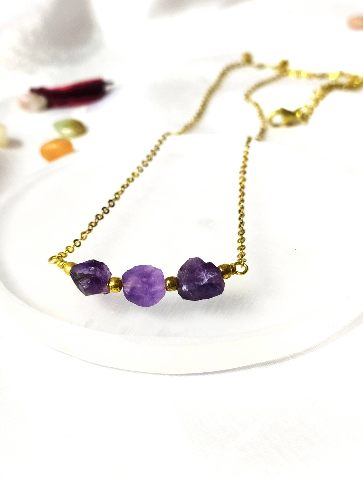 Raw Amethyst Crystal Necklace, Raw Amethyst Necklace  DestGlow
