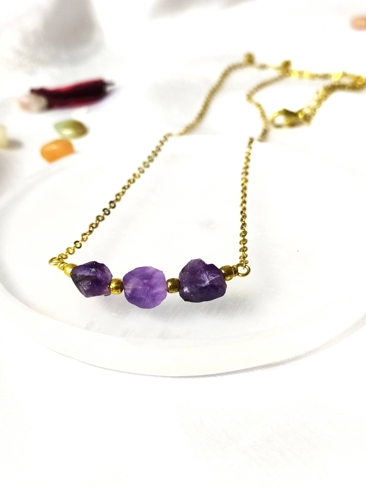 Raw Amethyst Crystal Necklace, Raw Amethyst Necklace  DestGlow