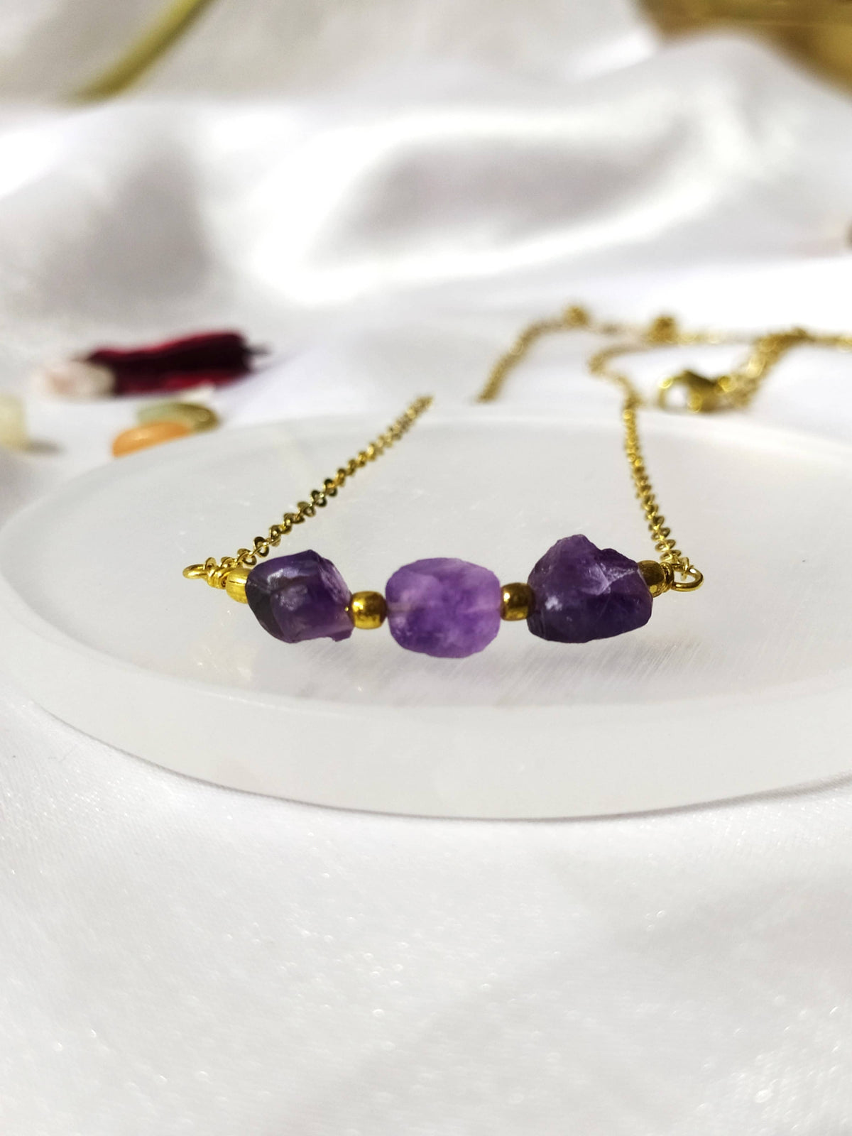 Raw Amethyst Crystal Necklace, Raw Amethyst Necklace  DestGlow