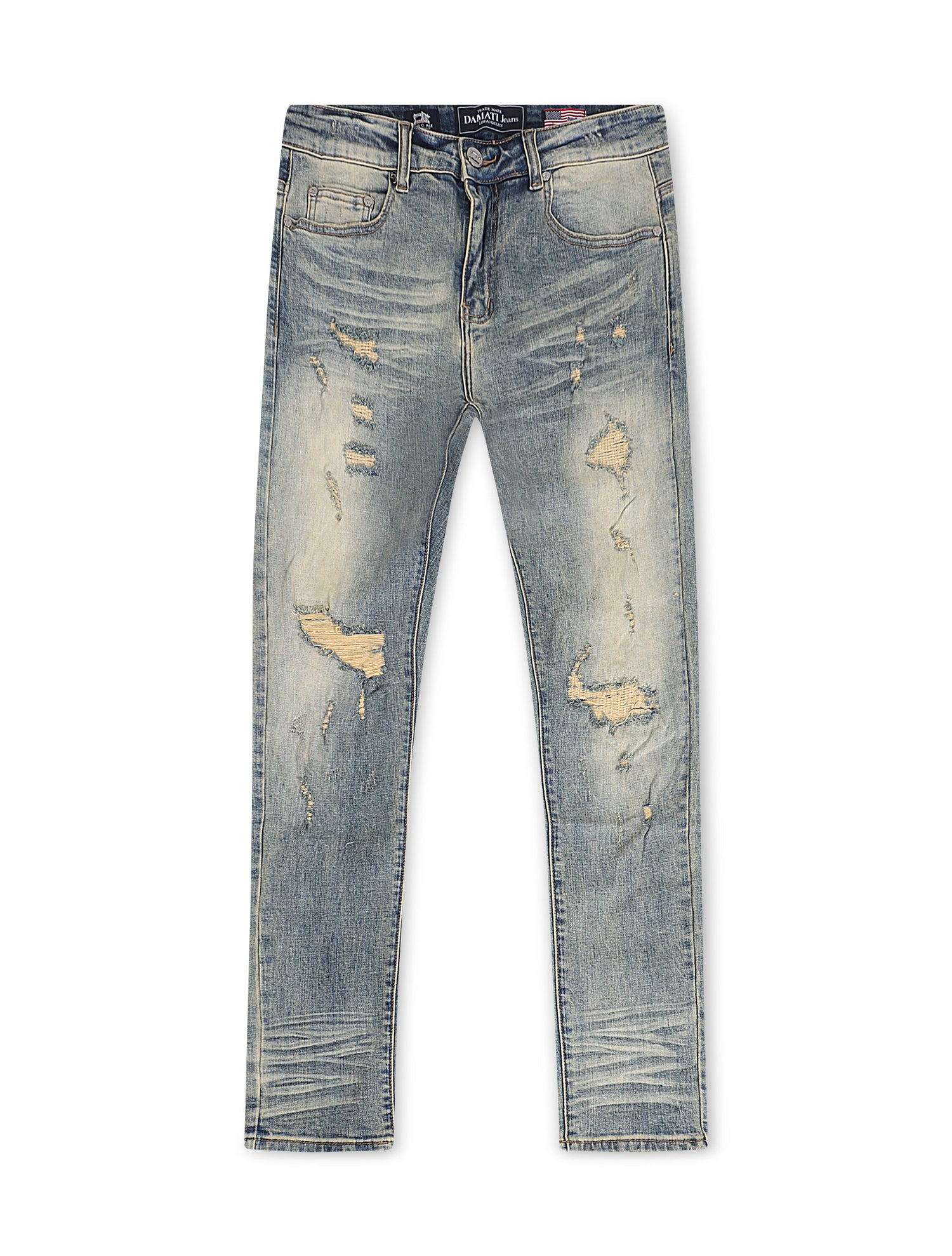 Damati Slim Fit Stretch Jeans - Blue Vintage Wash by Denim Exchange