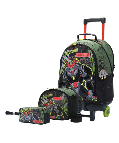 Juego de 3 piezas TOTTO Bulto Argon con Ruedas (Verde Robot)  DestGlow