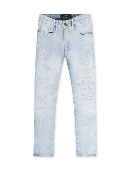 Jordan Craig Rip and Repair Ross Fit Jeans - Ice Blue by Denim Exchange