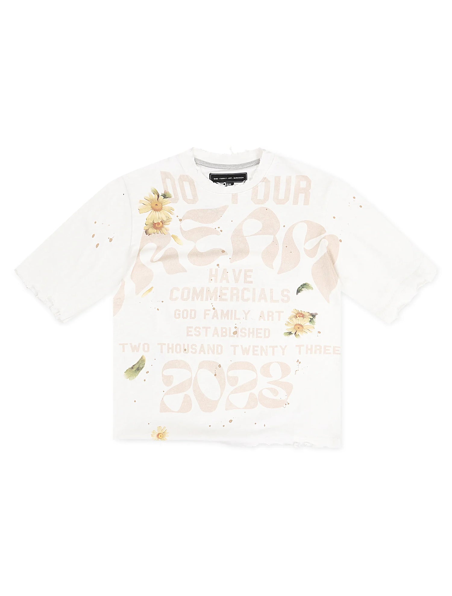 GFA Manassehy Peach Pit Knit Cropped Tee - White by Denim Exchange
