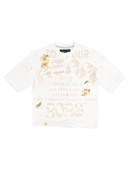 GFA Manassehy Peach Pit Knit Cropped Tee - White by Denim Exchange
