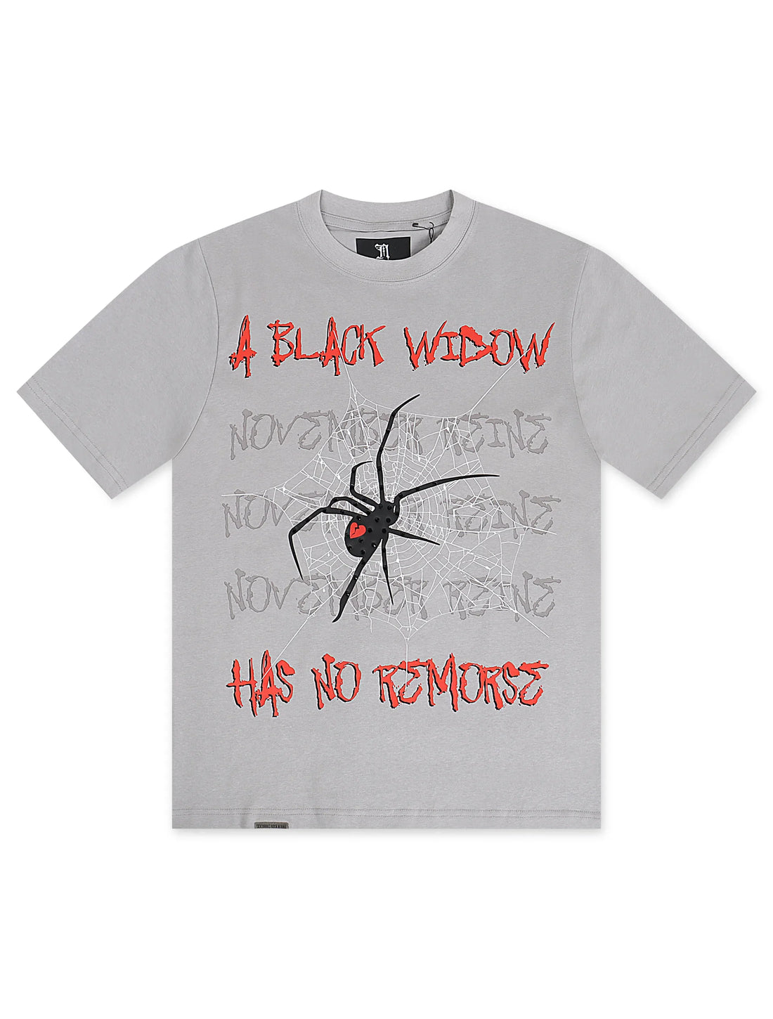 November Reine A Black Widow Heavyweight Tee With Stones - Grey by Denim Exchange