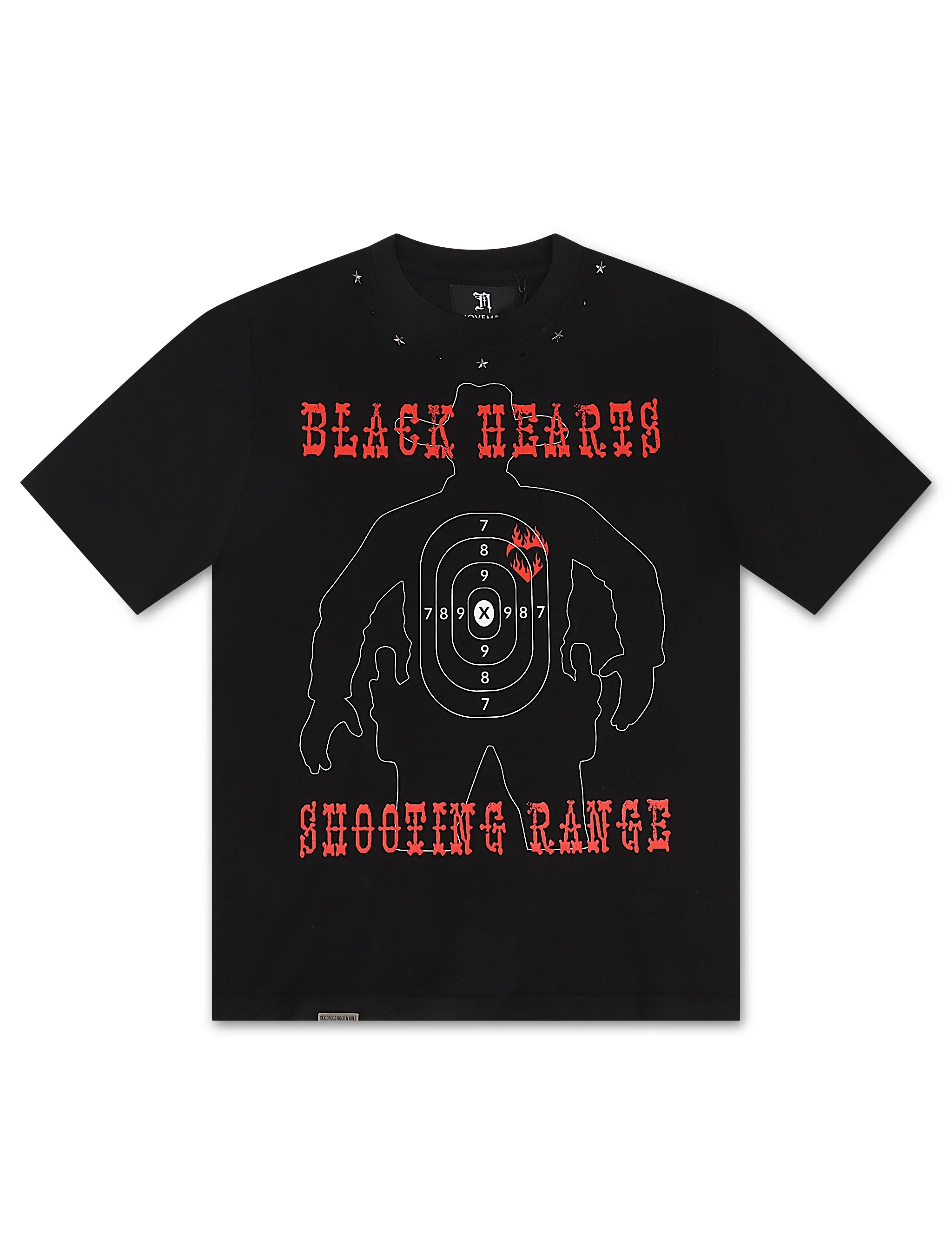 November Reine Black Hearts Heavyweight Tee - Black/Red by Denim Exchange