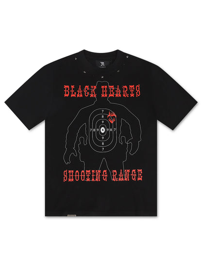 November Reine Black Hearts Heavyweight Tee - Black/Red by Denim Exchange
