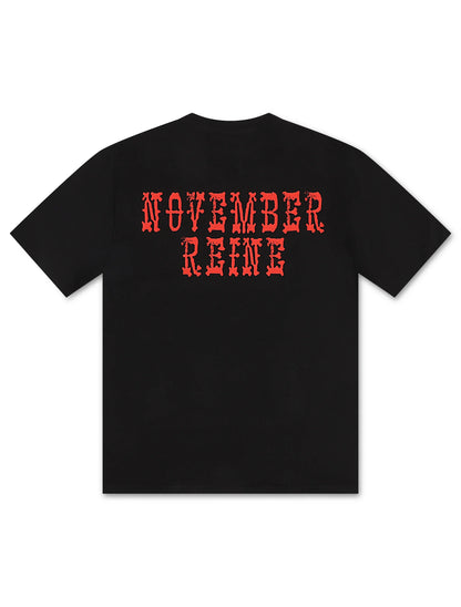 November Reine Black Hearts Heavyweight Tee - Black/Red by Denim Exchange