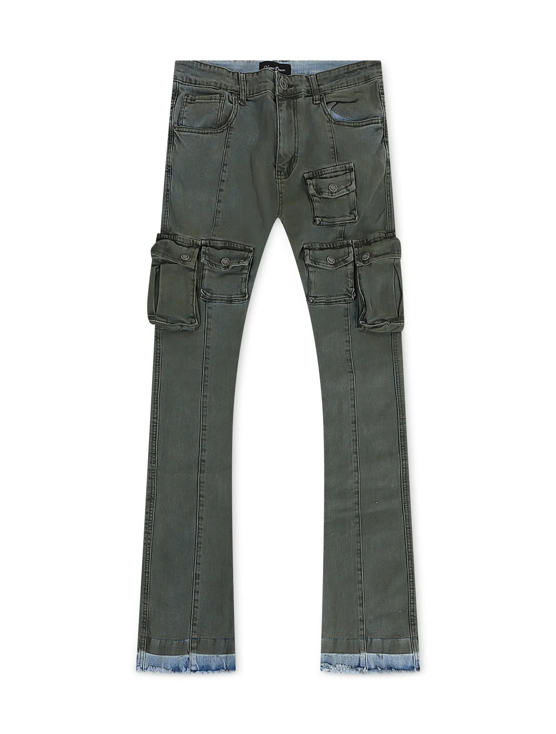 Vicious Denim Cargo Stacked Jeans - Olive by Denim Exchange