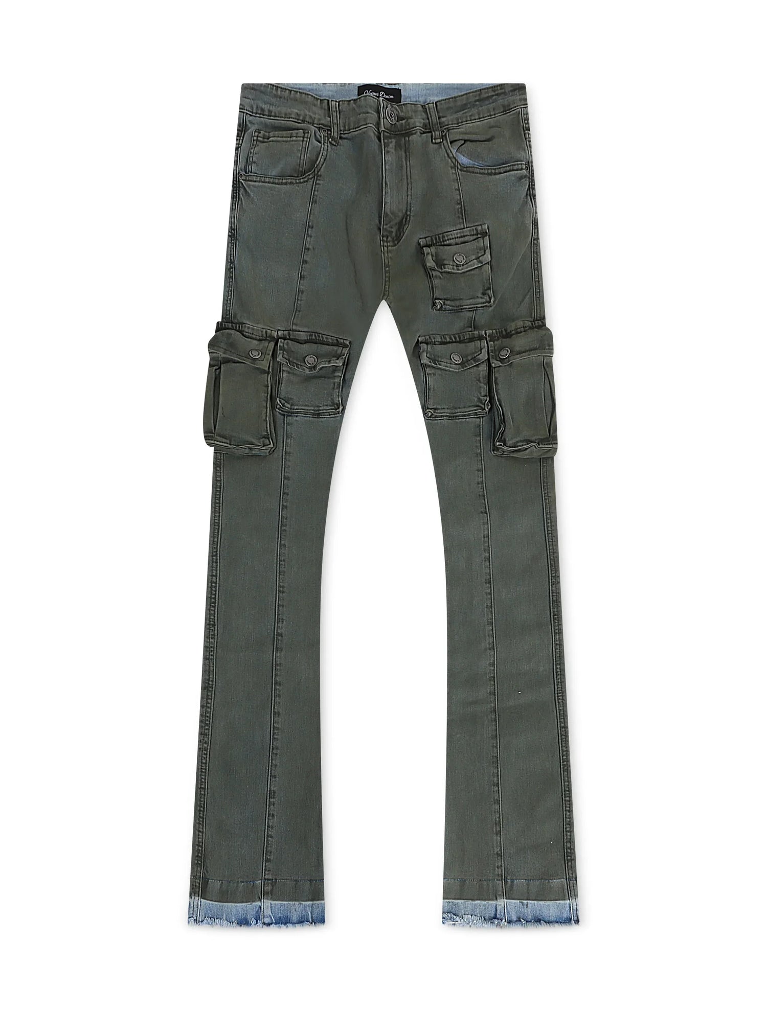 Vicious Denim Cargo Stacked Jeans - Olive by Denim Exchange