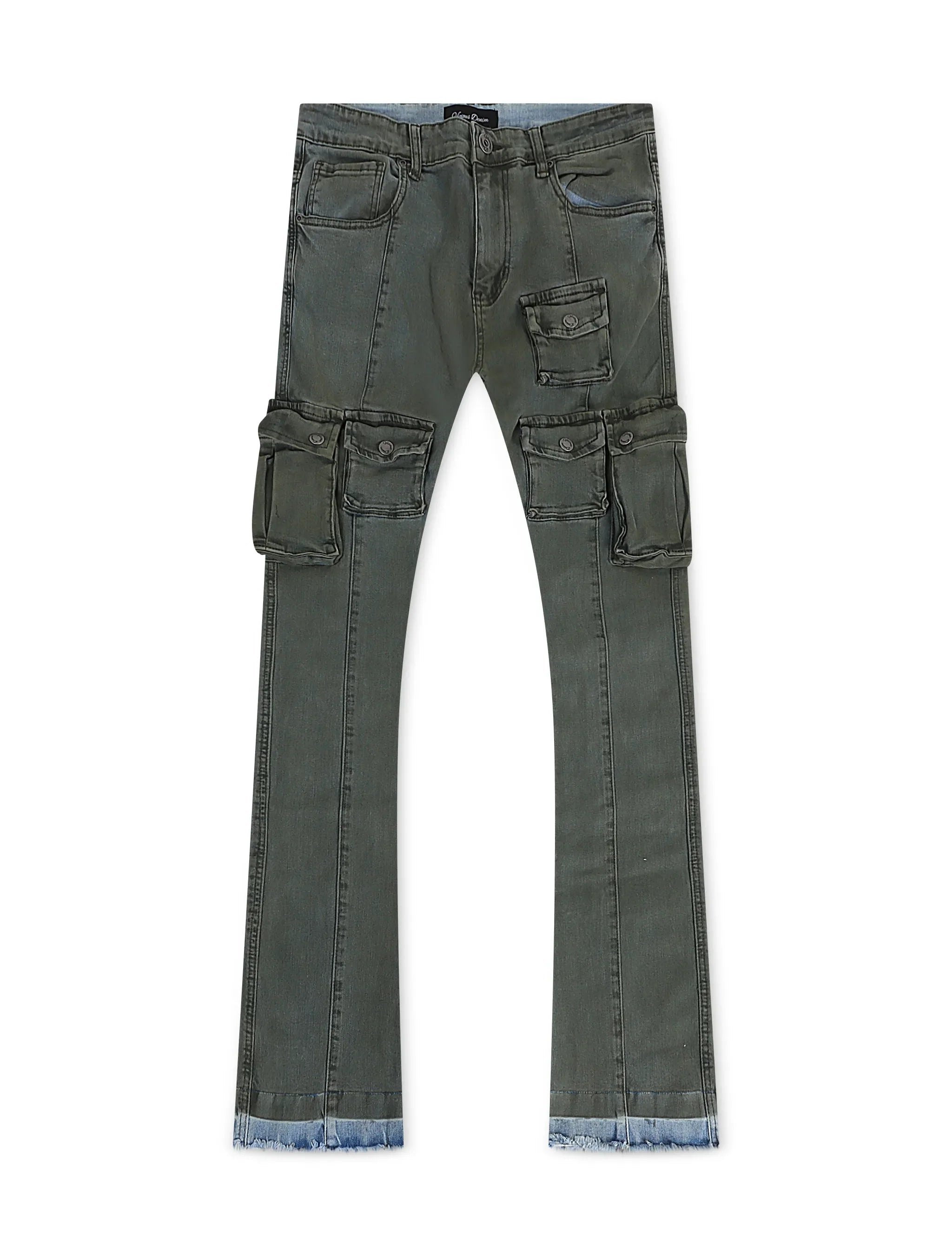 Vicious Denim Cargo Stacked Jeans - Olive by Denim Exchange