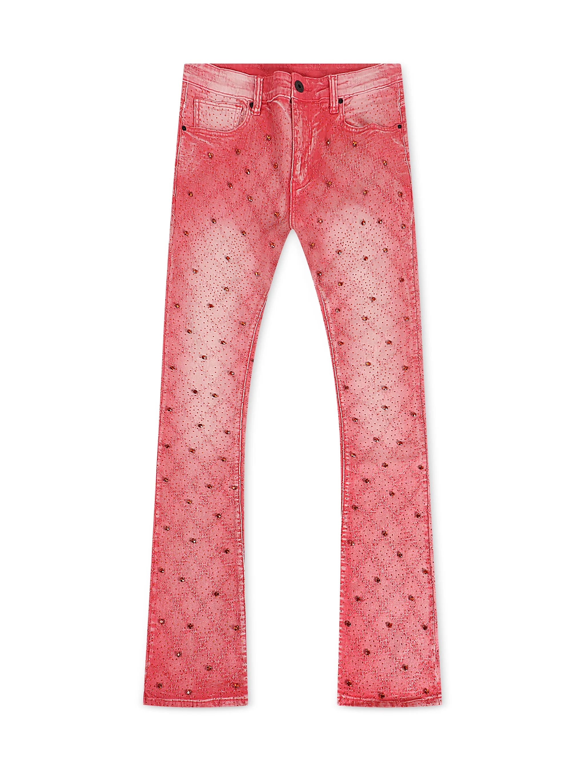 Vicious Denim Rhinestone Flare Jeans - Pink by Denim Exchange