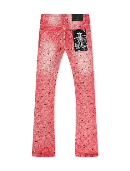 Vicious Denim Rhinestone Flare Jeans - Pink by Denim Exchange