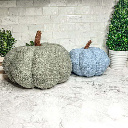 Blair Pumpkin - Handcrafted Blue Pastel Velvet Pumpkin Decor