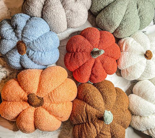 Blair Pumpkin - Handcrafted Blue Pastel Velvet Pumpkin Decor