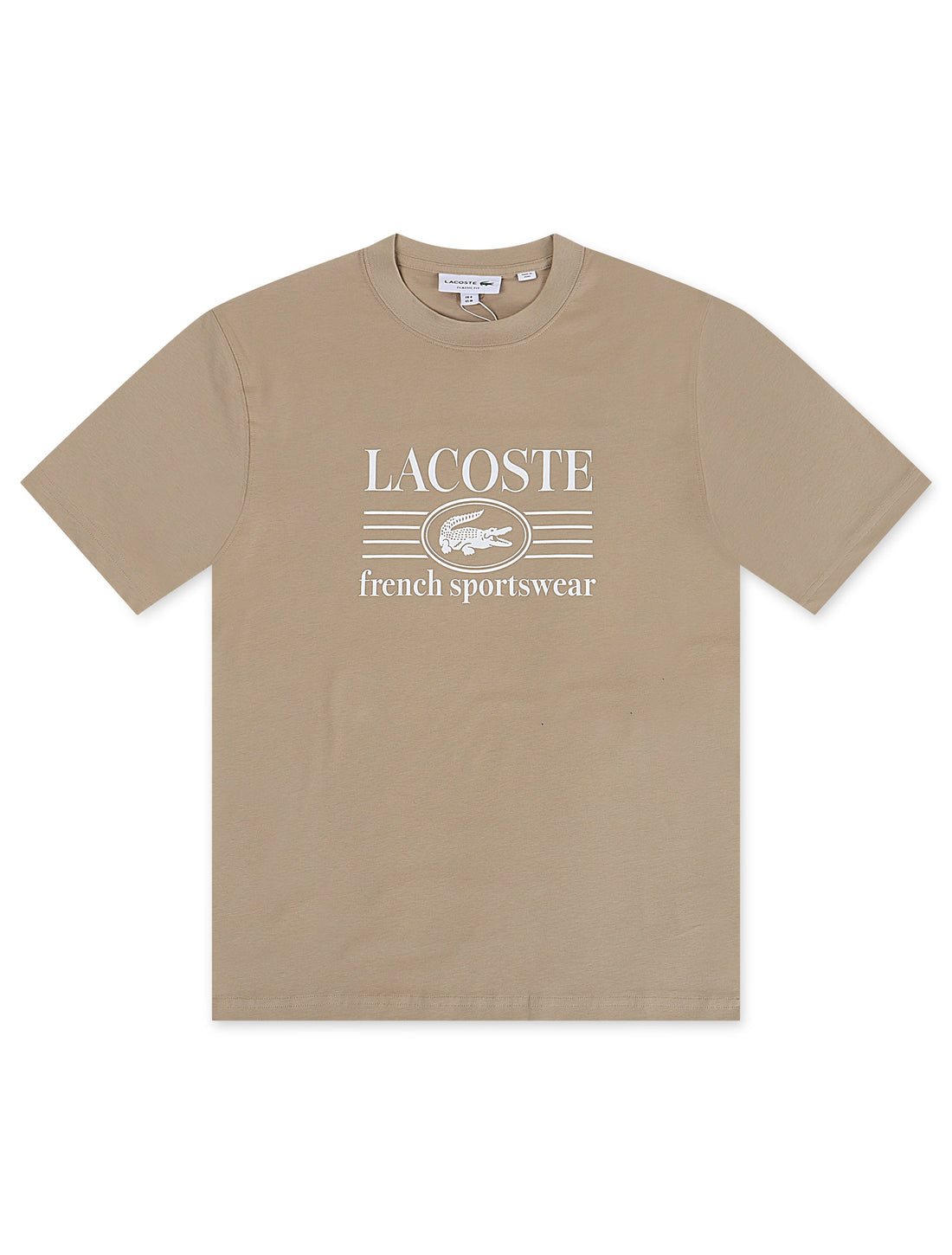 Lacoste Classic Fit Cotton Print Jersey Tee - Taupe by Denim Exchange