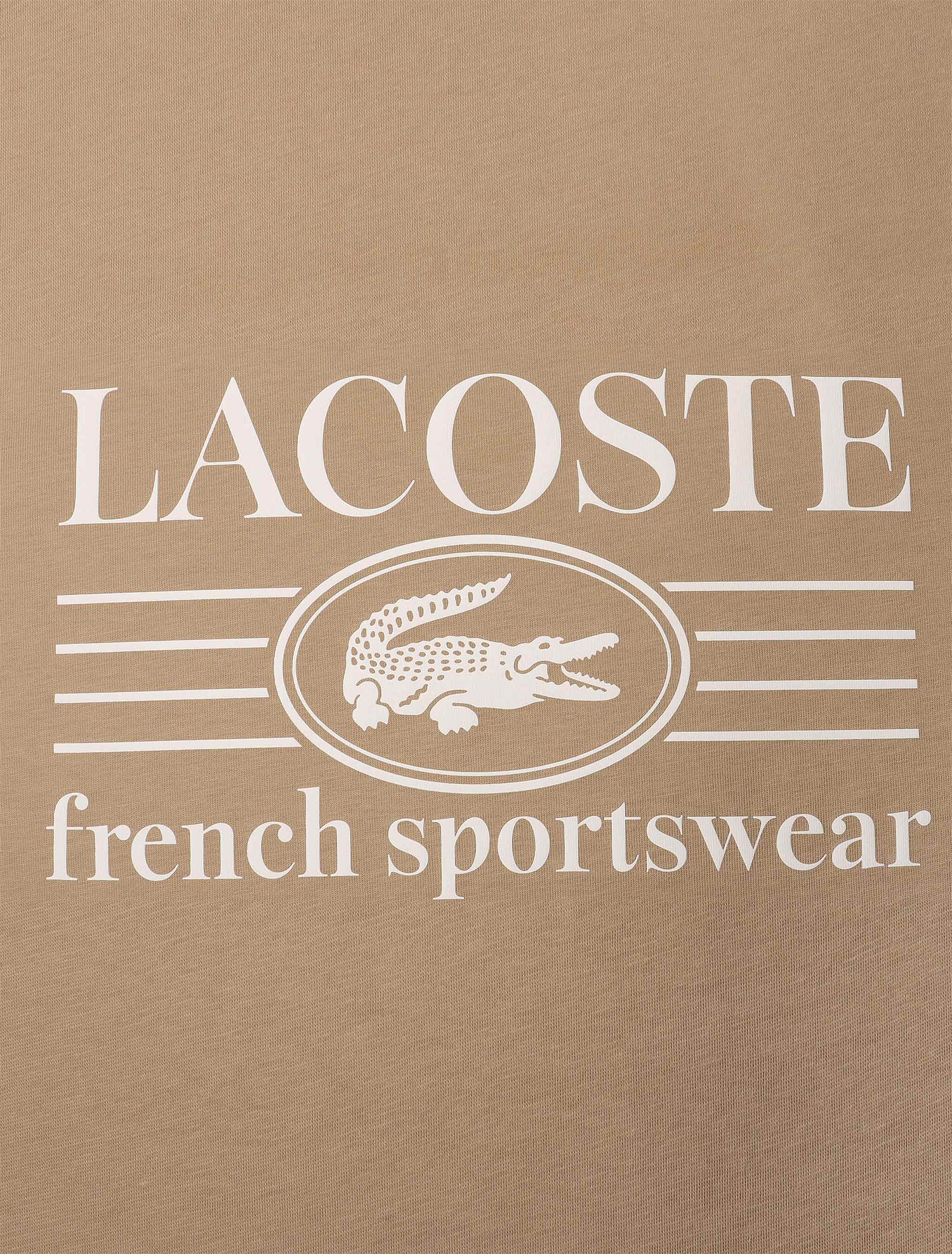 Lacoste Classic Fit Cotton Print Jersey Tee - Taupe by Denim Exchange