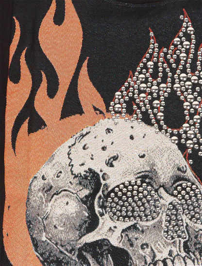 Majestik Mens Rock On Skull Tapestry Jacquard Tee - Black