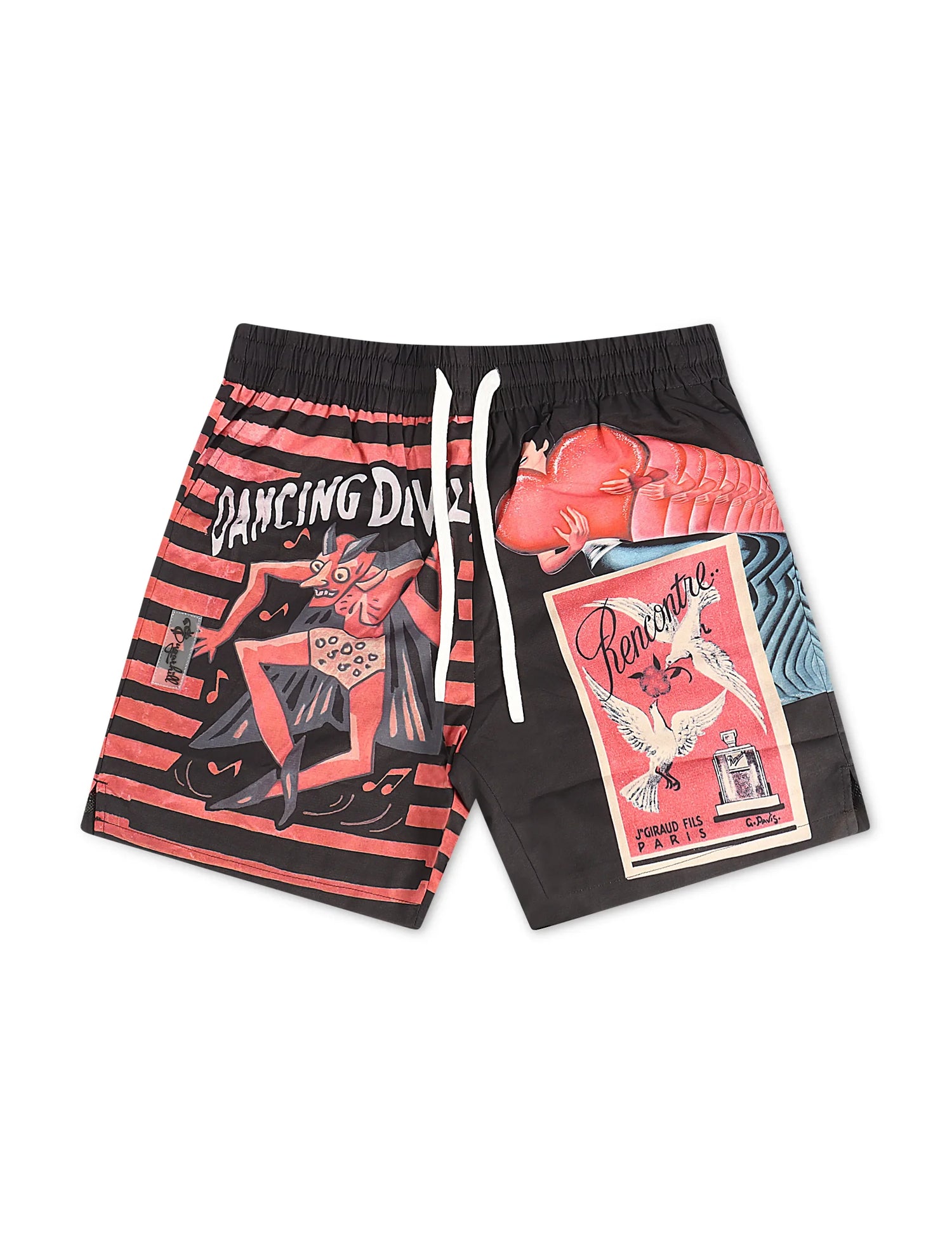 Sugarhill Dancing Poly Shorts - Black/Red by Denim Exchange